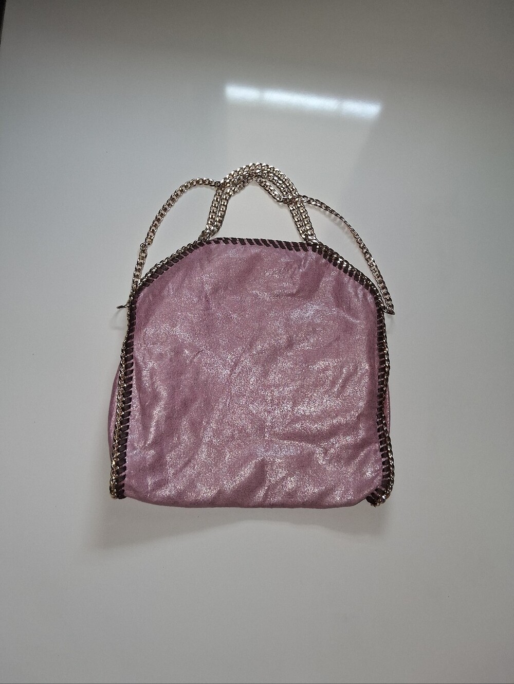 Stylish Pink Chain-Trim Shoulder Bag